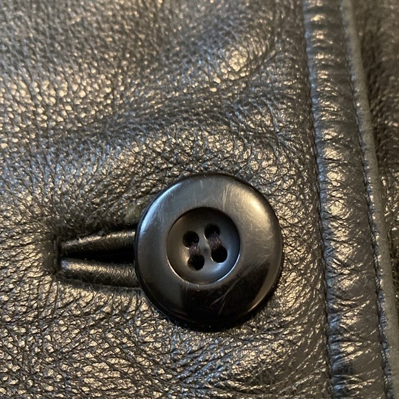Wilsons black leather full front button up collard pocket leather jacket  large - Picture 11 of 13